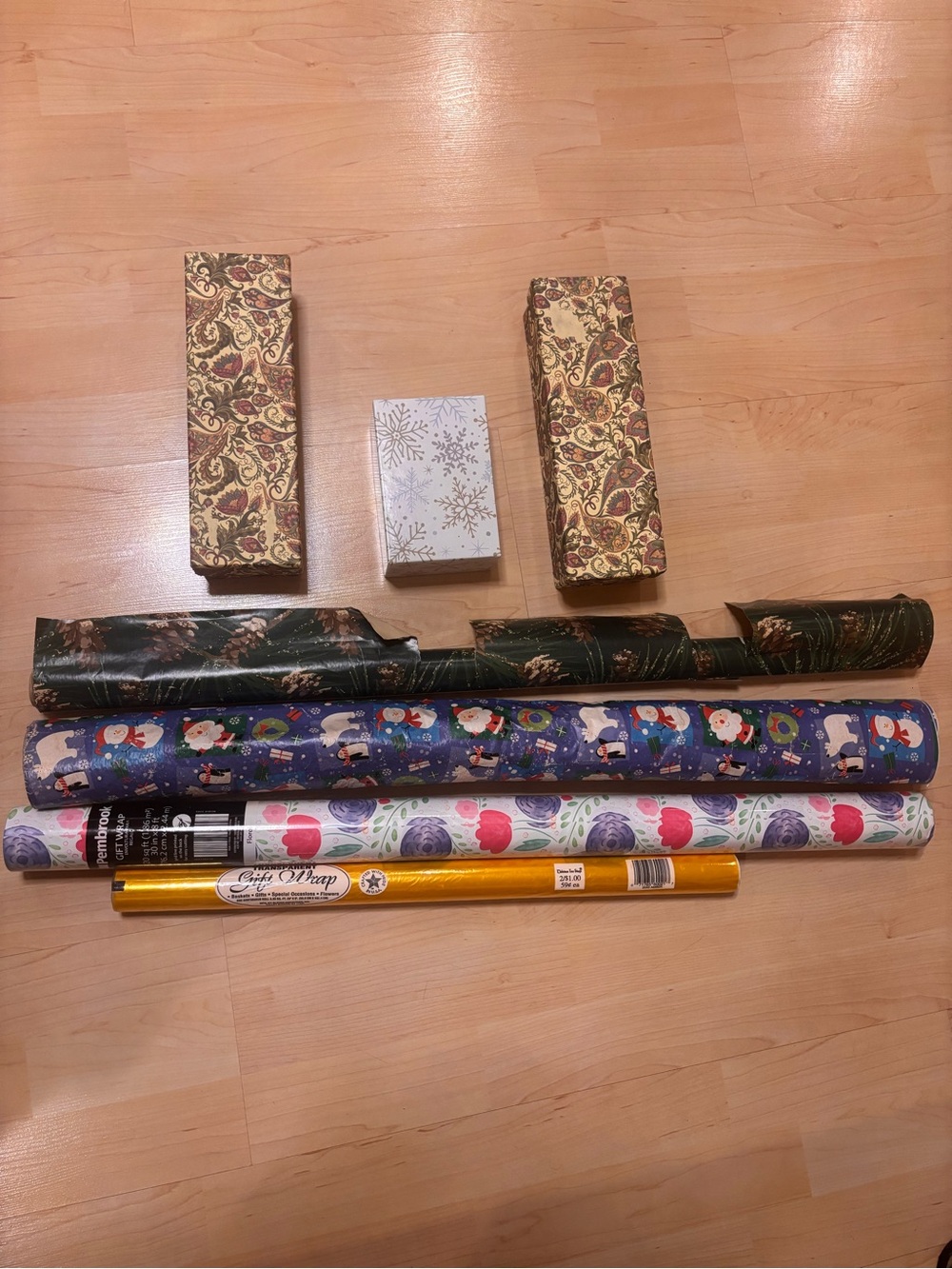 Assorted Festive Gift Wrap Rolls & Boxes - Gold, Green, Blue,White (multi color)